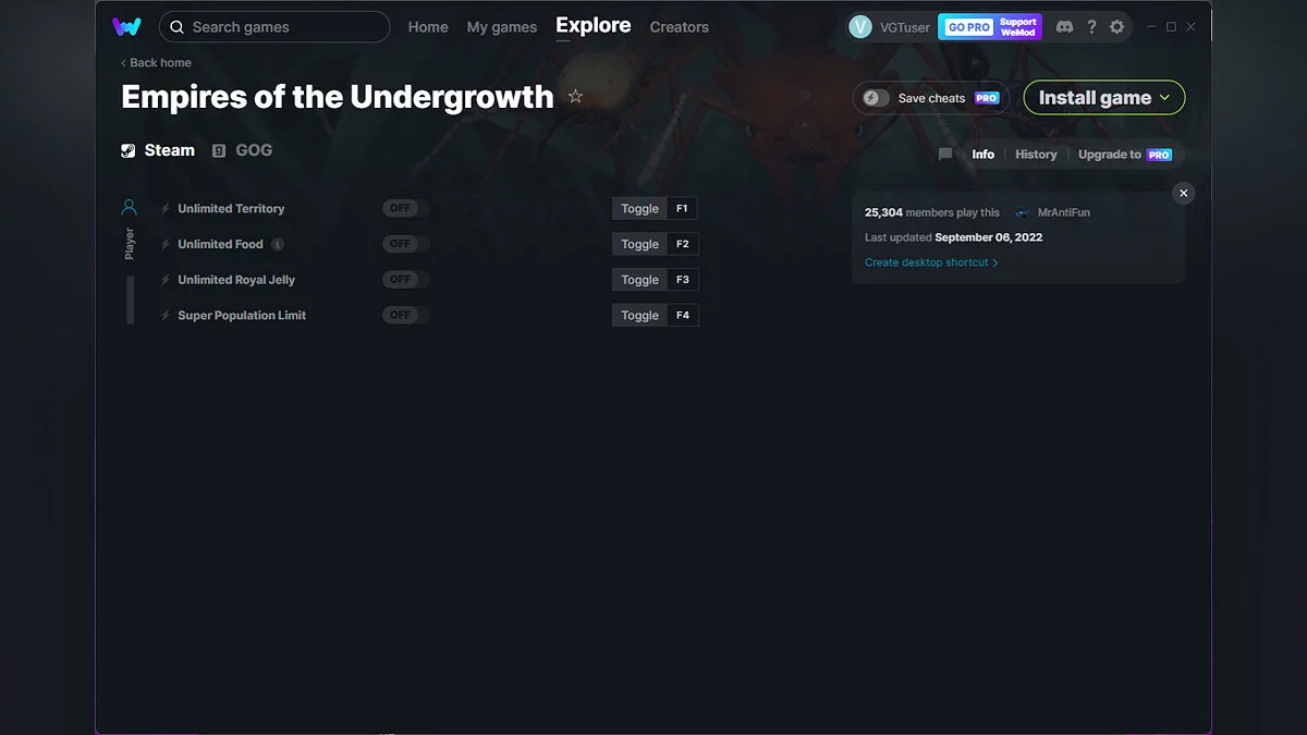 Empires of the Undergrowth — Трейнер (+4) от 06.09.2022 [WeMod]