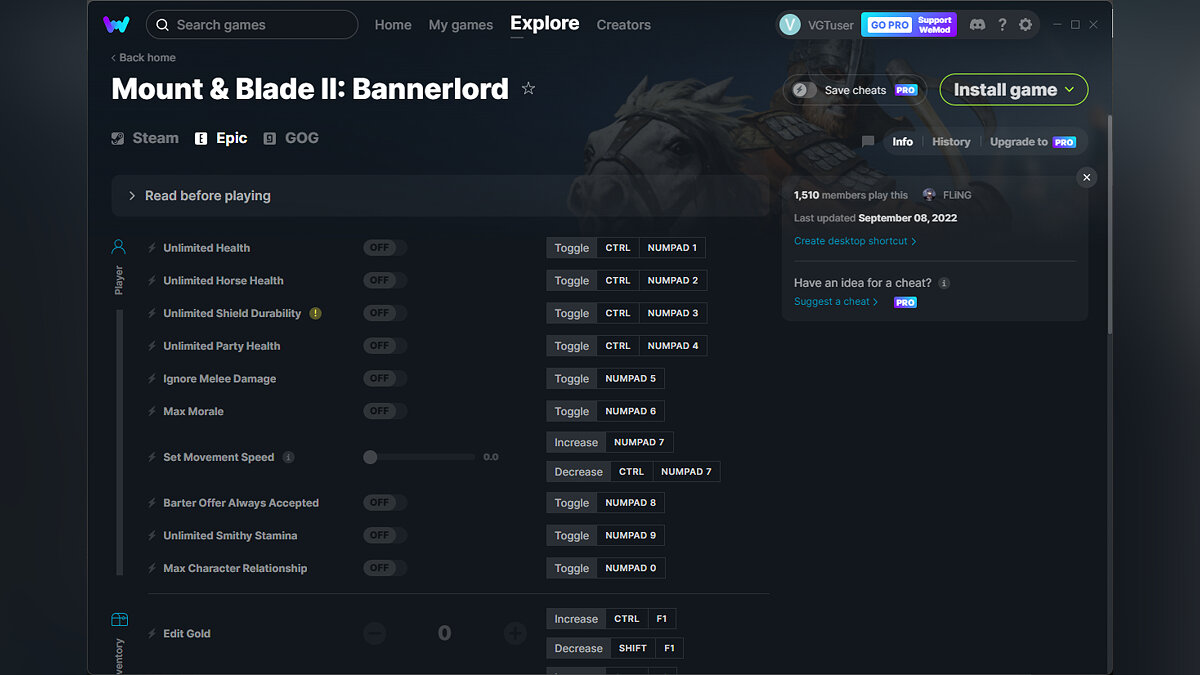 Mount &amp; Blade 2: Bannerlord — Трейнер (+33) от 08.09.2022 [WeMod]