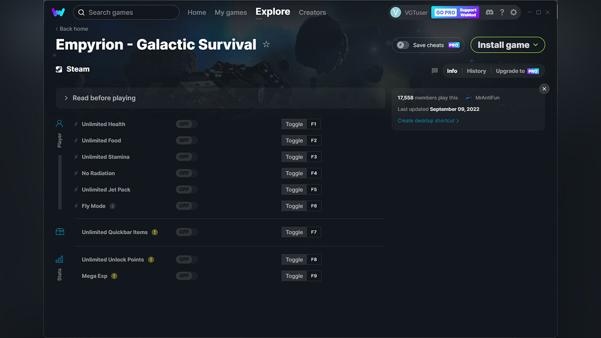 Empyrion - Galactic Survival — Трейнер (+9) от 09.09.2022 [WeMod]