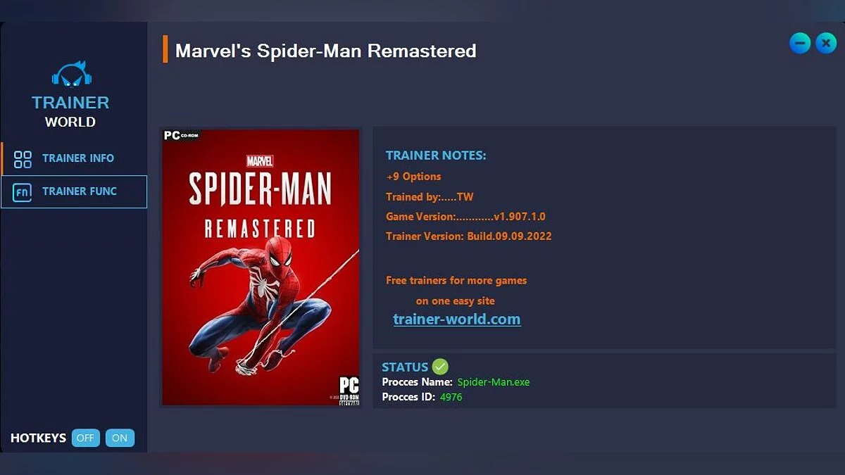 Marvel&#039;s Spider-Man Remastered — Трейнер (+9) [v1.907]