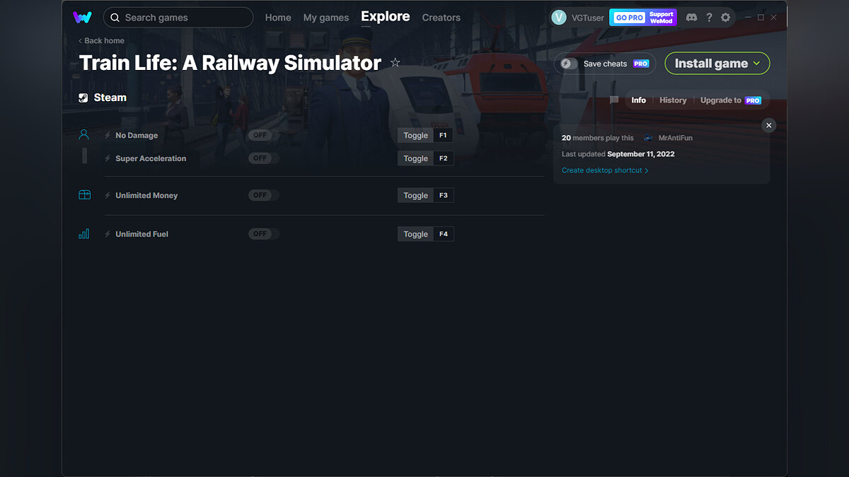 Train Life: A Railway Simulator — Трейнер (+4) от 11.09.2022 [WeMod] /  Трейнеры / Читы