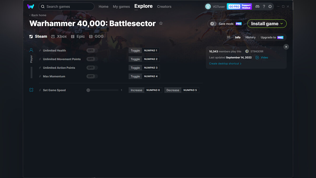 Warhammer 40,000: Battlesector — Трейнер (+5) от 14.09.2022 [WeMod]
