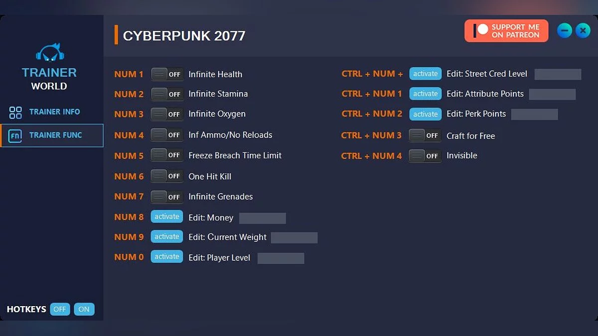 Cyberpunk 2077 — Трейнер (+15) [v1.6] 