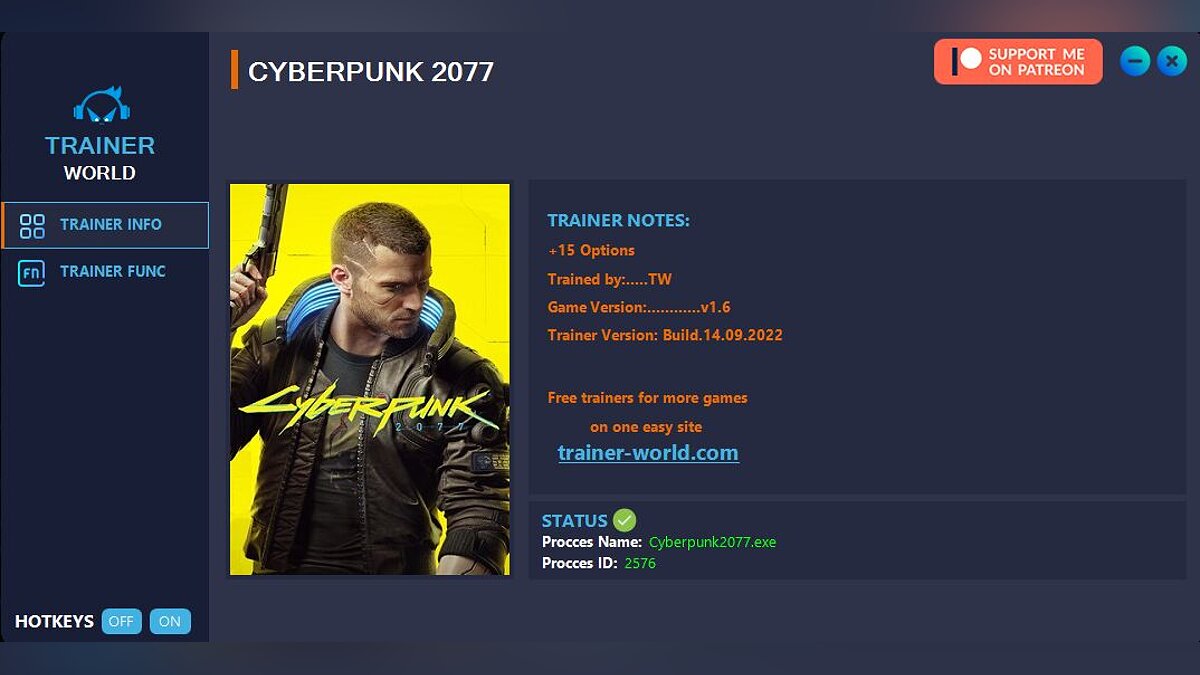 Cyberpunk 2077 — Трейнер (+15) [v1.6] 