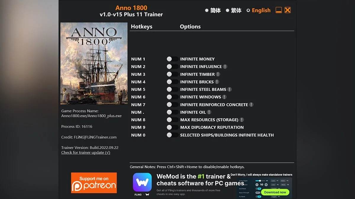 Anno 1800 — Трейнер (+11) [1.0 - 15]