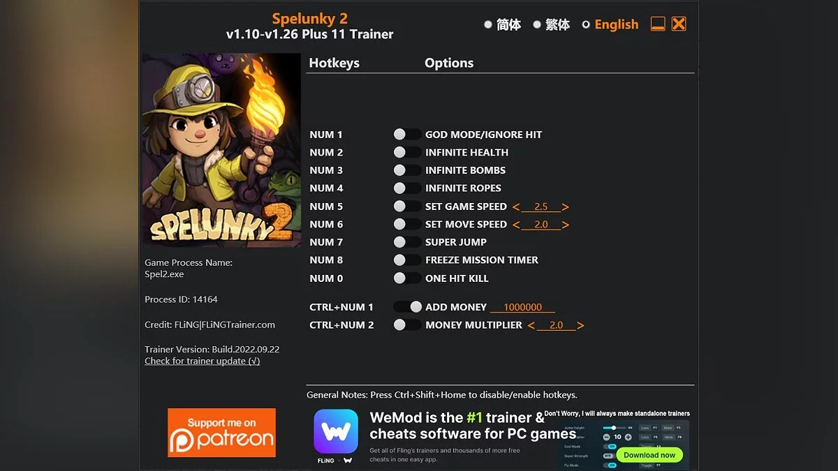 Spelunky 2 — Трейнер (+11) [1.10 - 1.26]