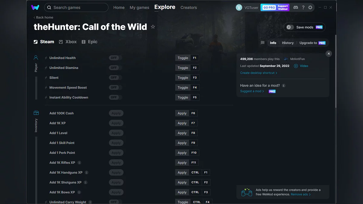 theHunter: Call of the Wild — Трейнер (+34) от 29.09.2022 [WeMod]