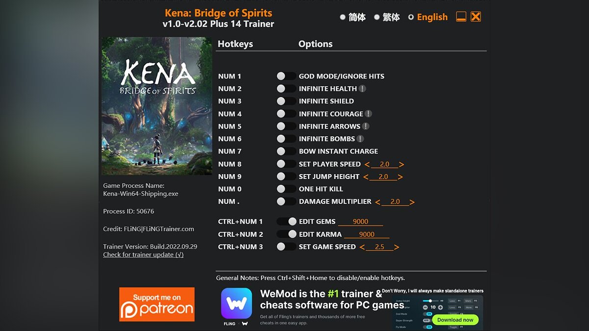 Kena: Bridge of Spirits — Трейнер (+14) [1.0 - 2.02]