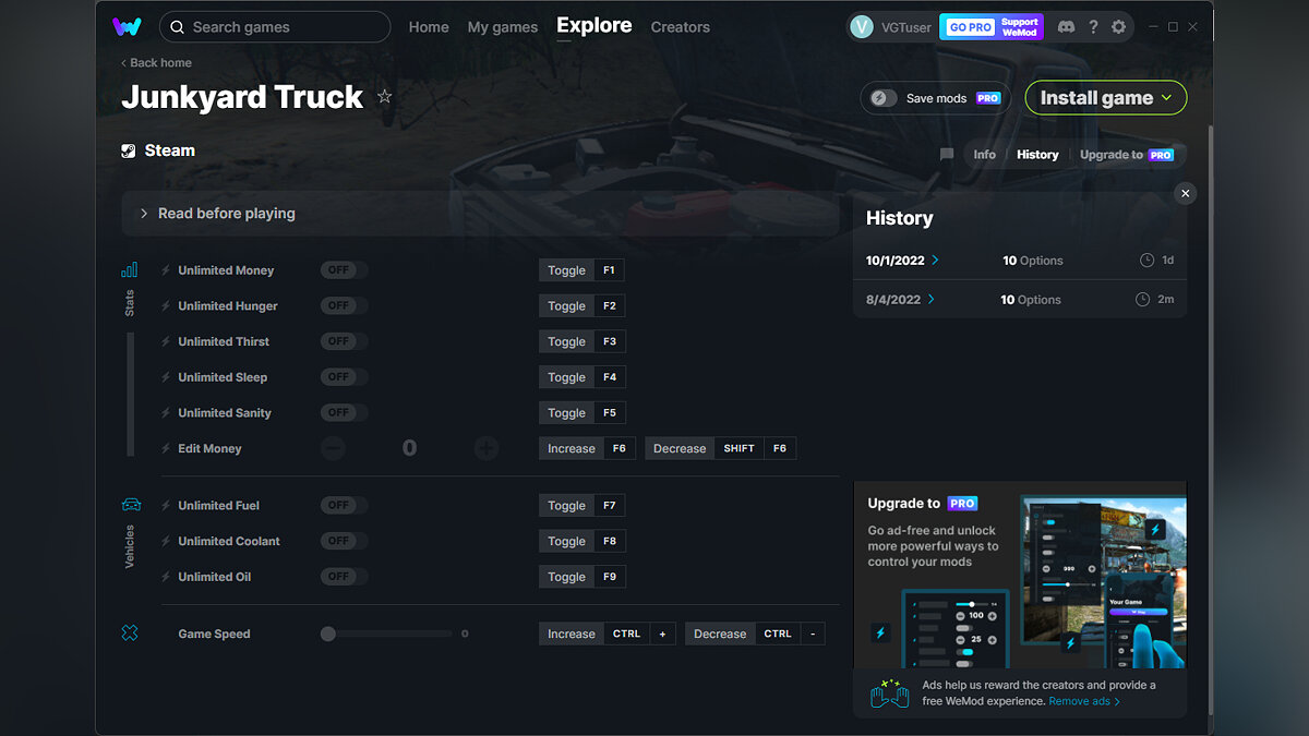 Junkyard Truck — Трейнер (+10) от 01.10.2022 [WeMod]