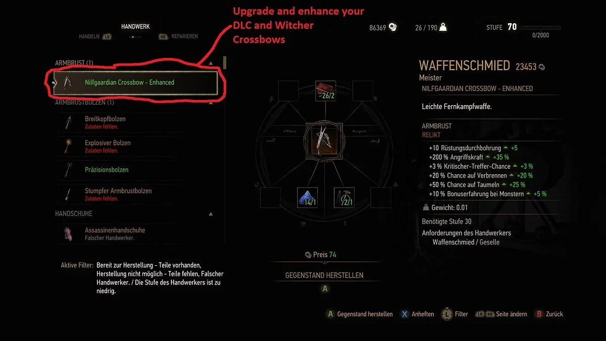 The Witcher 3: Wild Hunt - Complete Edition — Улучшение оружия