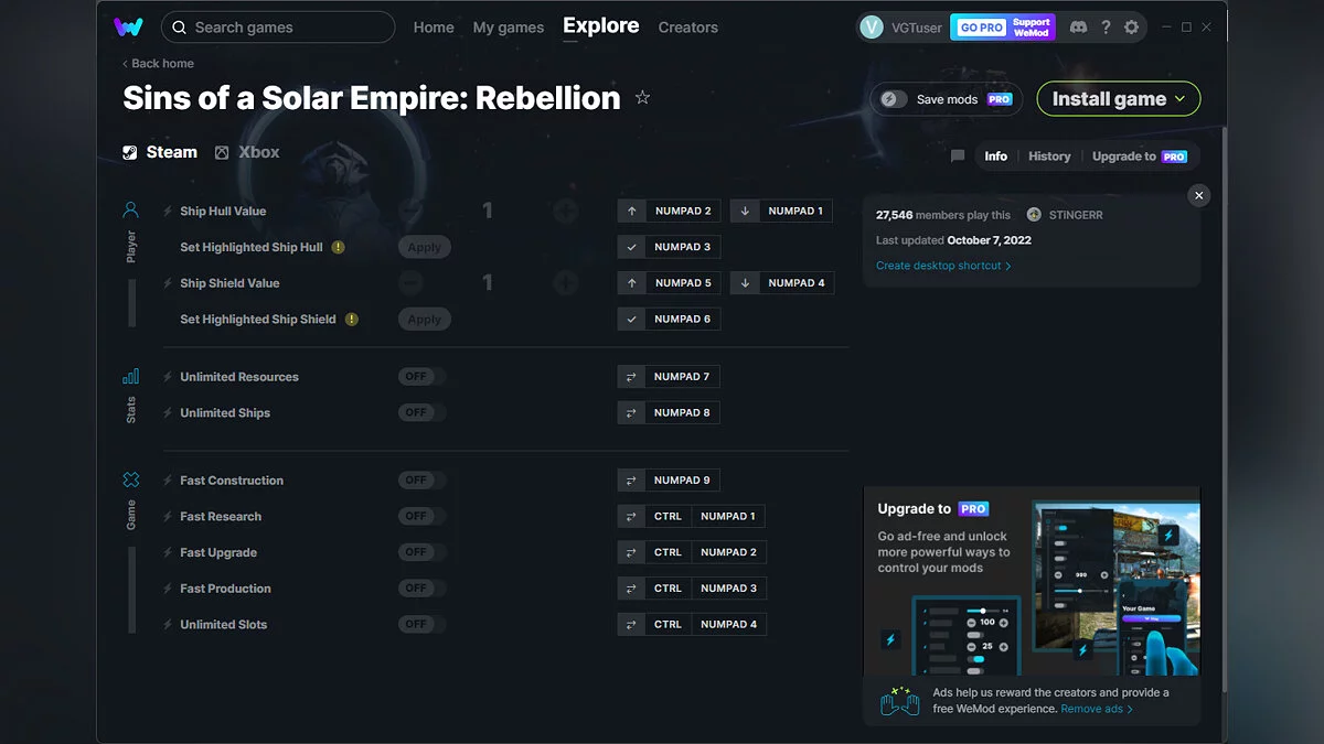 Sins of a Solar Empire: Rebellion — Трейнер (+11) от 07.10.2022 [WeMod]