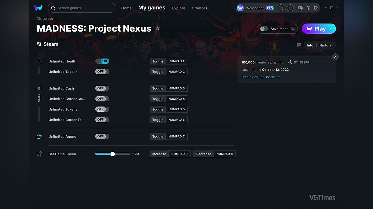 Читы для MADNESS: Project Nexus