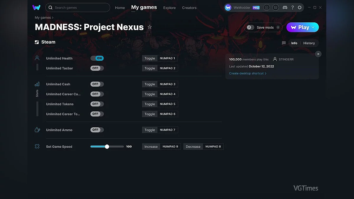 MADNESS: Project Nexus — Трейнер (+8) от 12.10.2022 [WeMod]