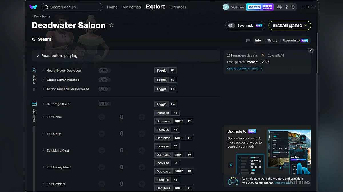 Deadwater Saloon — Трейнер (+41) от 19.10.2022 [WeMod]