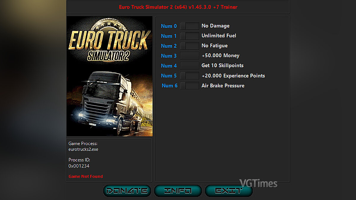 Euro Truck Simulator 2 — Трейнер (+7) [1.45.3.0]