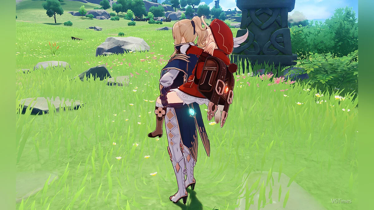 Genshin Impact — Кли верхом на Джине