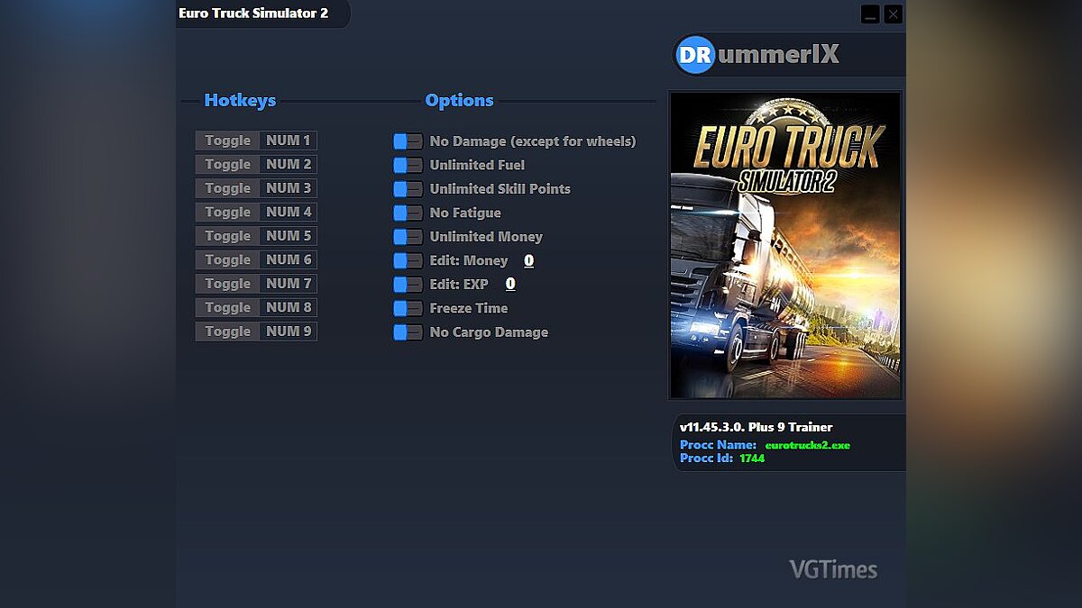 Euro Truck Simulator 2 — Трейнер (+9) [Game Version: 1.45.3.0]