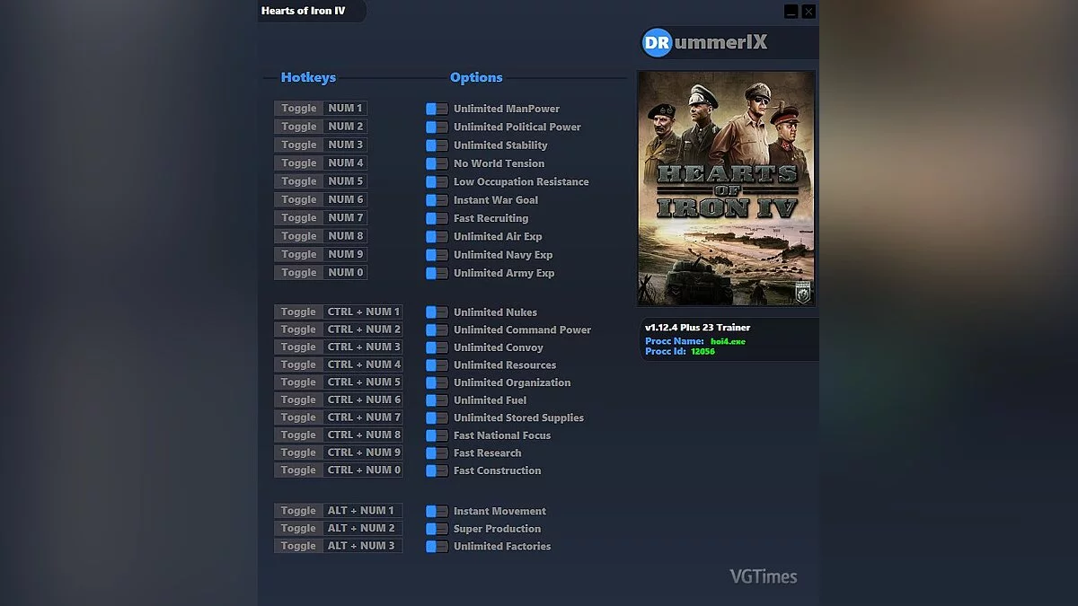 Hearts of Iron 4 — Трейнер (+23) [Game Version: 1.12.4]