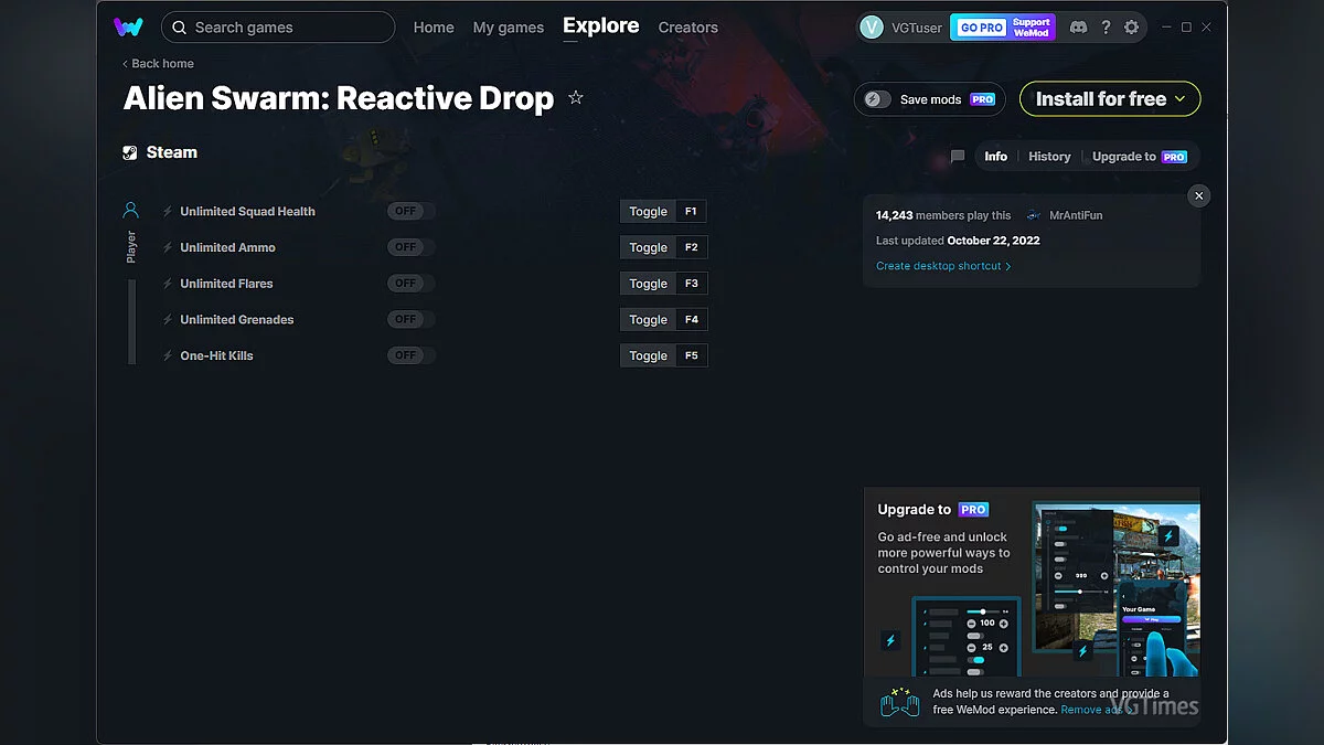 Alien Swarm: Reactive Drop — Трейнер (+5) от 22.10.2022 [WeMod]