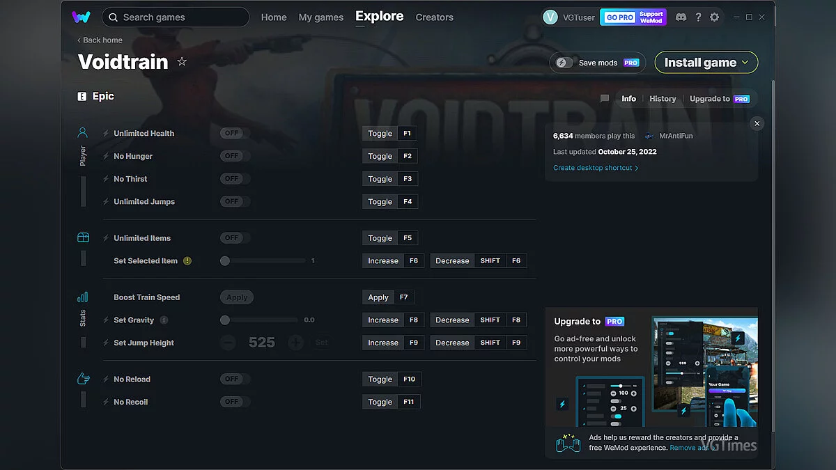 Voidtrain — Трейнер (+11) от 25.10.2022 [WeMod]