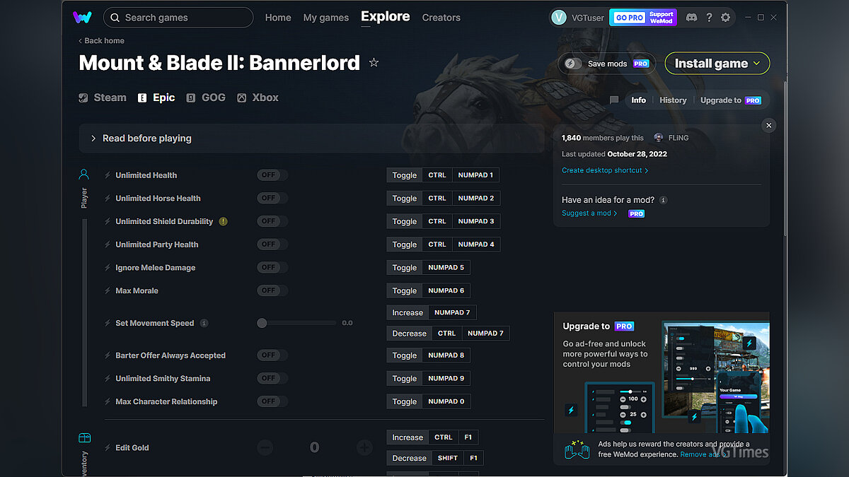 Mount &amp; Blade 2: Bannerlord — Трейнер (+33) от 28.10.2022 [WeMod]