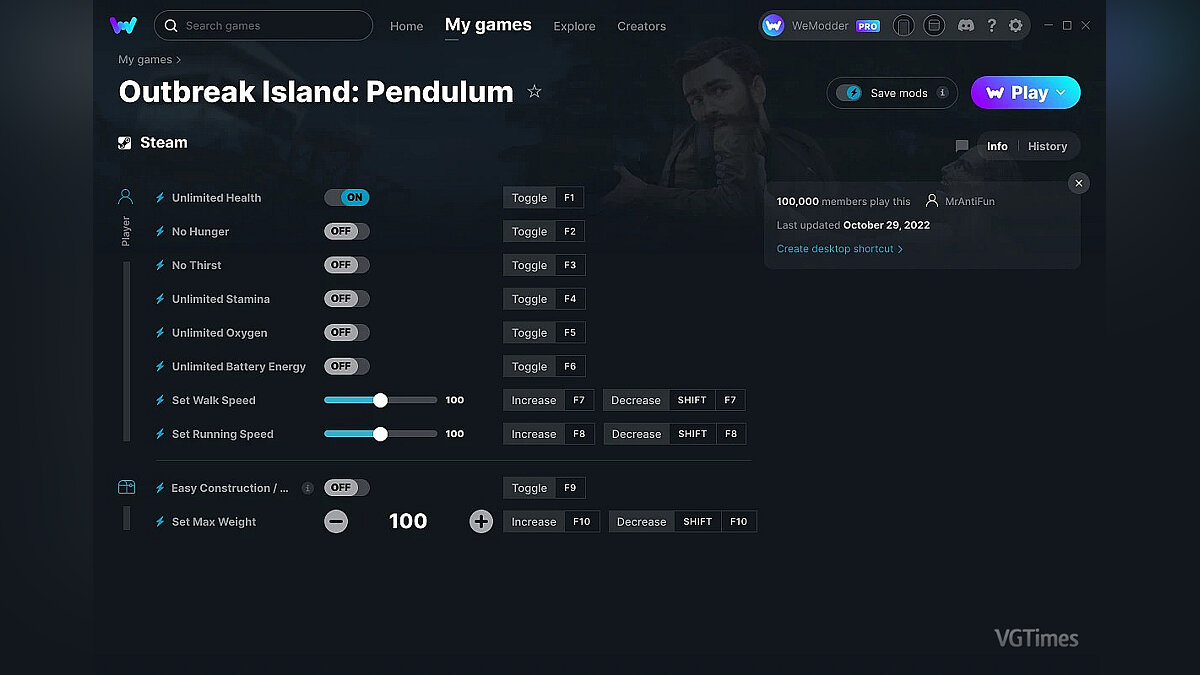 Outbreak Island: Pendulum — Трейнер (+10) от 29.10.2022 [WeMod]