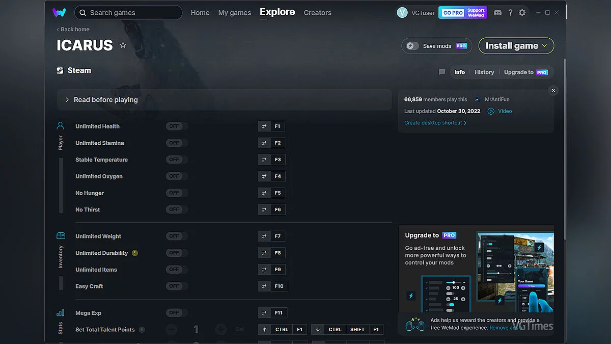 Icarus — Трейнер (+22) от 30.10.2022 [WeMod]