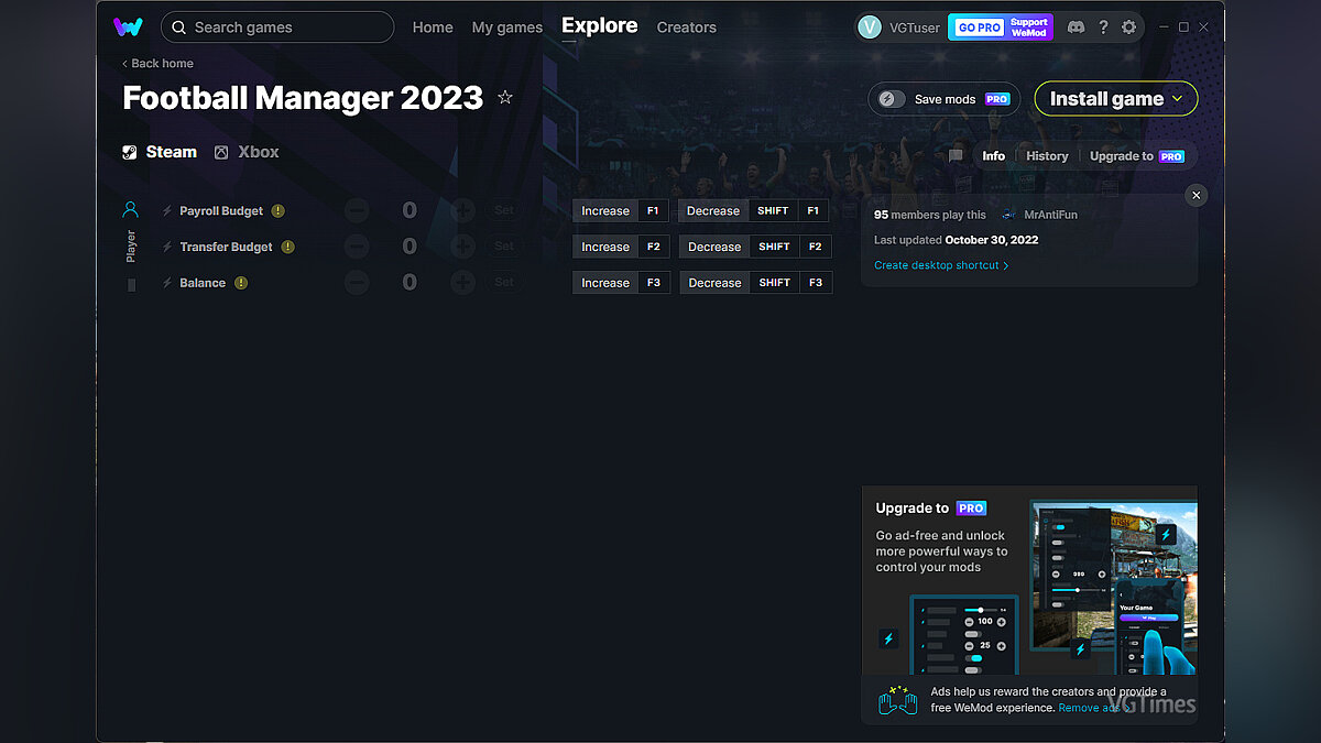 Football Manager 2023 — Трейнер (+3) от 30.10.2022 [WeMod]