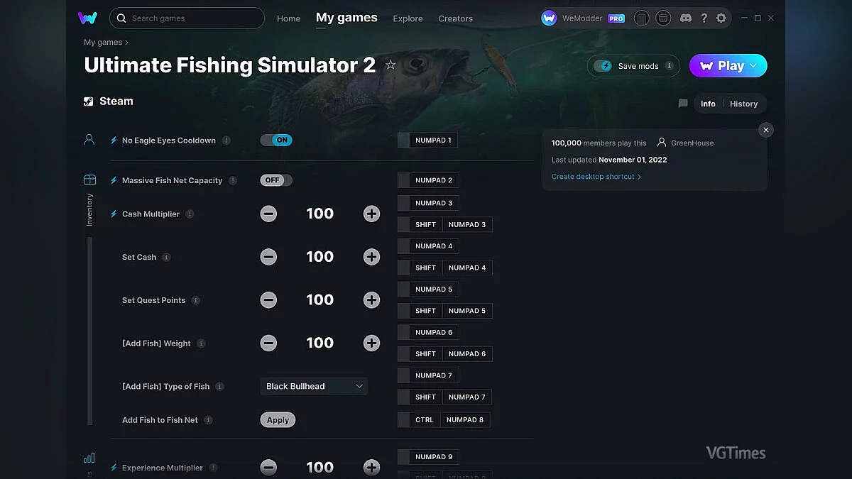 Ultimate Fishing Simulator 2 — Трейнер (+24) от 01.11.2022 [WeMod]