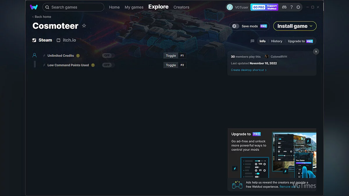 Cosmodread — Трейнер (+2) от 10.11.2022 [WeMod]