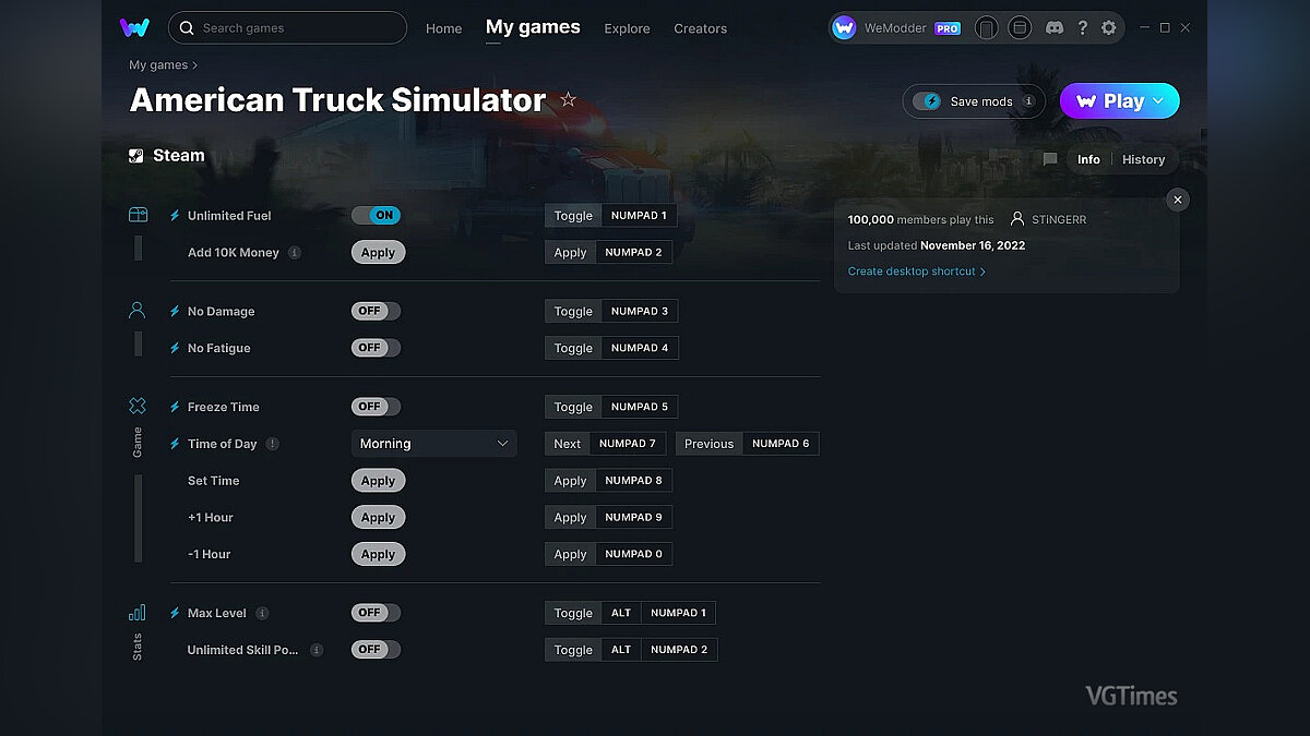 American Truck Simulator — Трейнер (+11) от 16.11.2022 [WeMod]