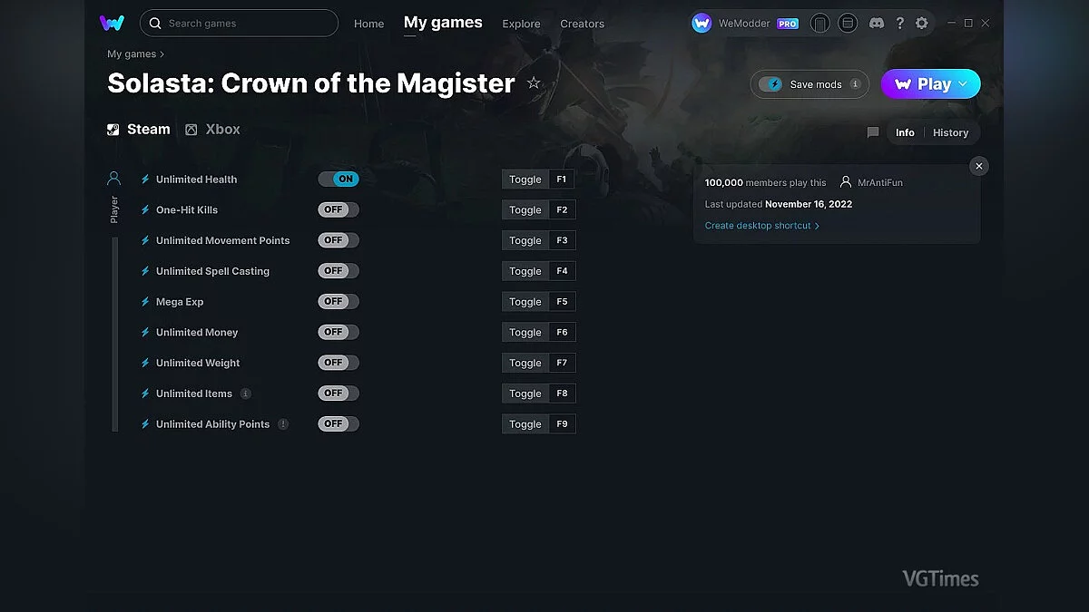 Solasta: Crown of the Magister — Трейнер (+9) от 16.11.2022 [WeMod]