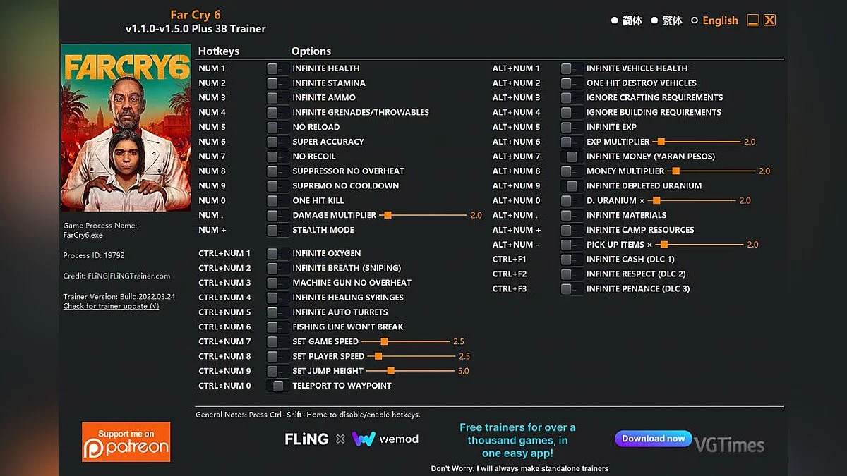 Far Cry 6 — Трейнер (+38) [1.1.0 - 1.6.0]