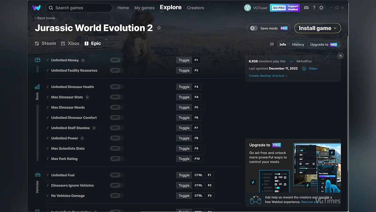 Jurassic World Evolution 2 — Трейнер (+15) от 11.12.2022 [WeMod]