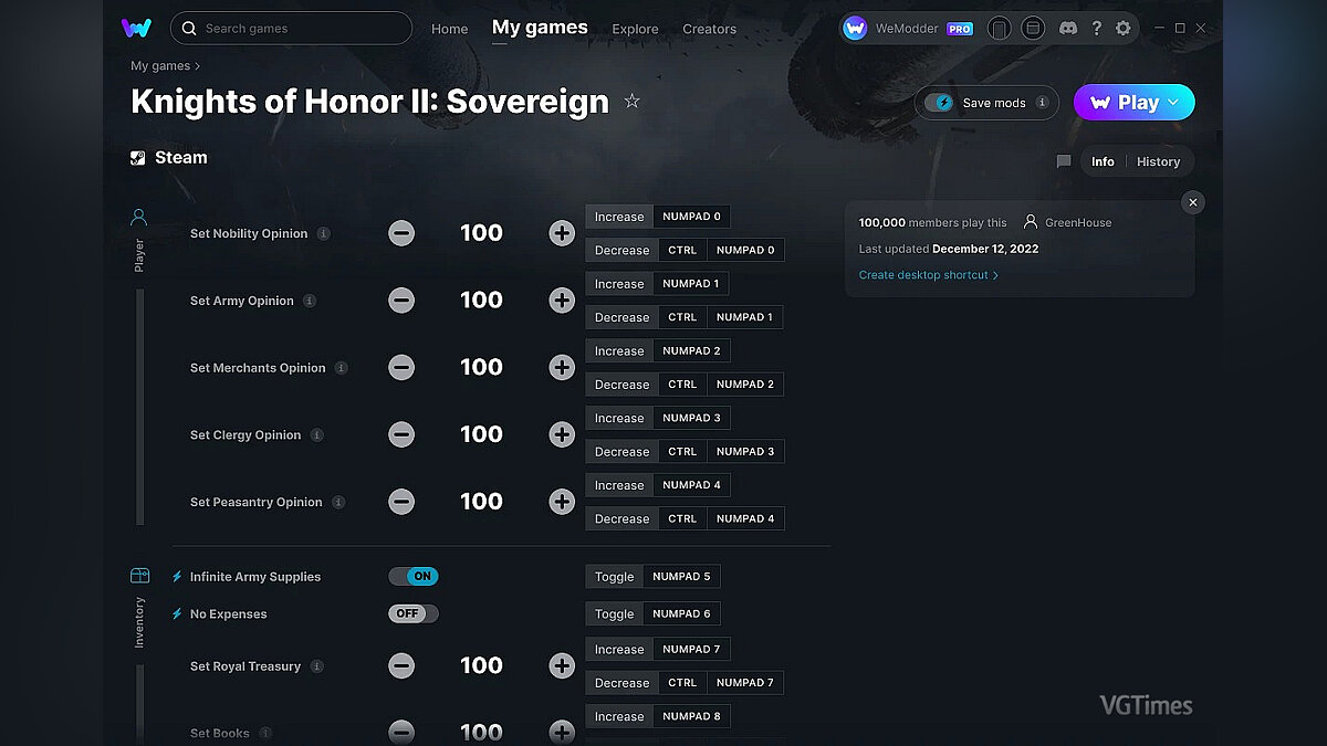 Knights of Honor 2: Sovereign — Трейнер (+21) от 12.12.2022 [WeMod]