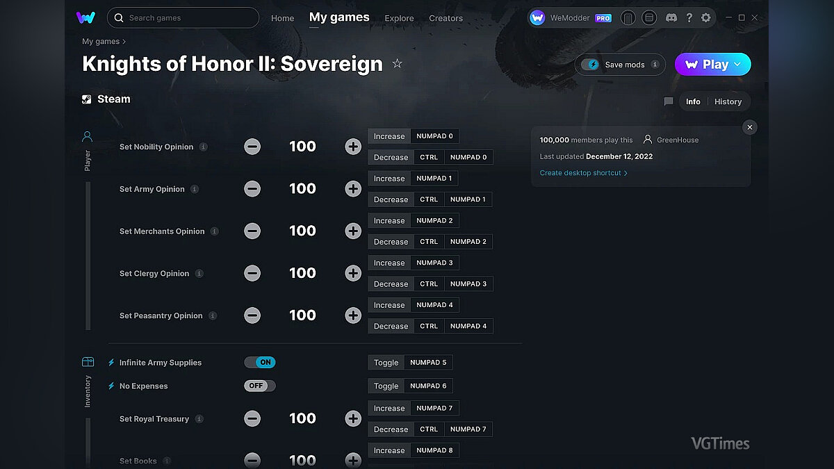 Knights of Honor 2: Sovereign — Трейнер (+21) от 12.12.2022 [WeMod] /  Трейнеры / Читы