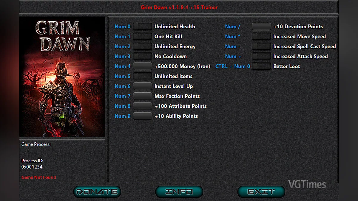 Grim Dawn — Трейнер (+15) [1.0.6.1 - 1.1.92 / 1.1.9.7]