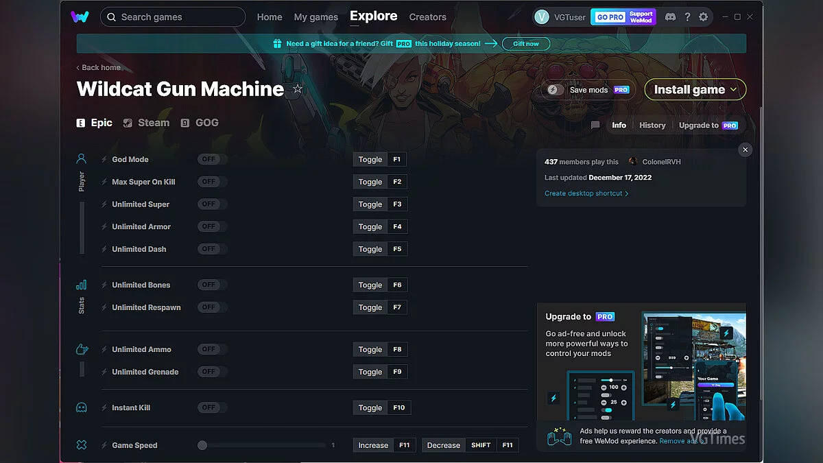 Wildcat Gun Machine — Трейнер (+11) от 17.12.2022 [WeMod]