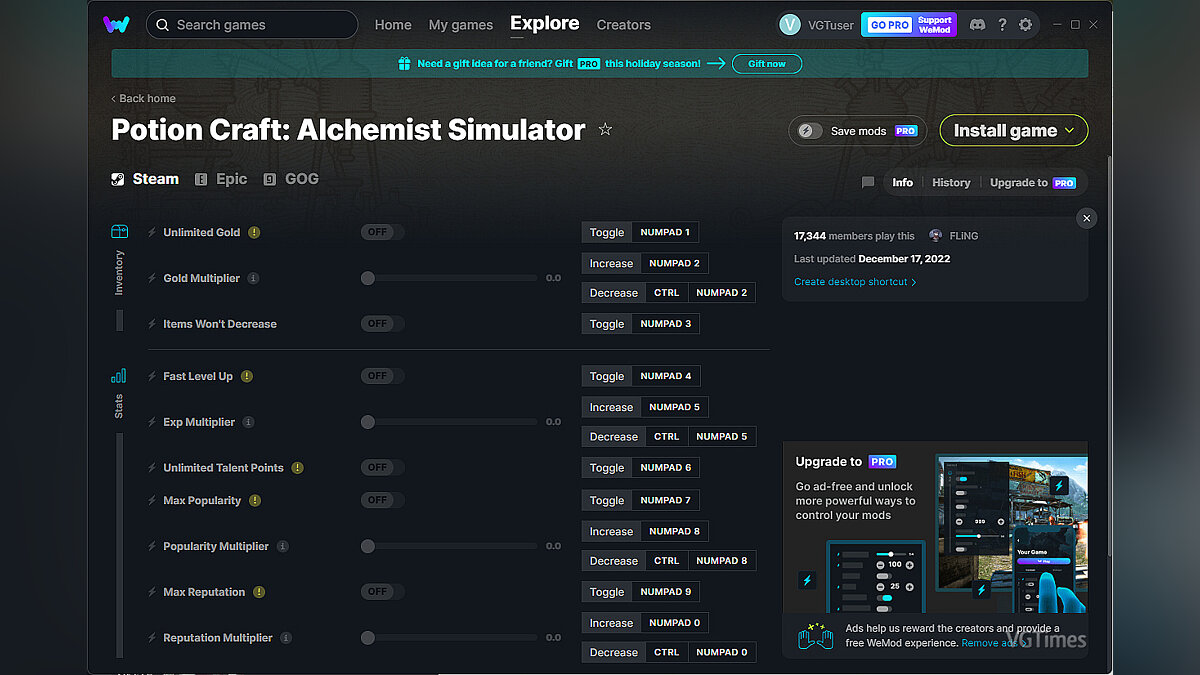 Potion Craft: Alchemist Simulator — Трейнер (+12) от 17.12.2022 [WeMod]