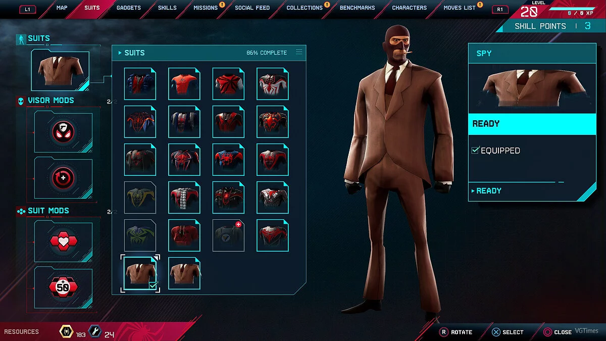 Marvel's Spider-Man: Miles Morales — Шпион из игры Team Fortres (новый слот)