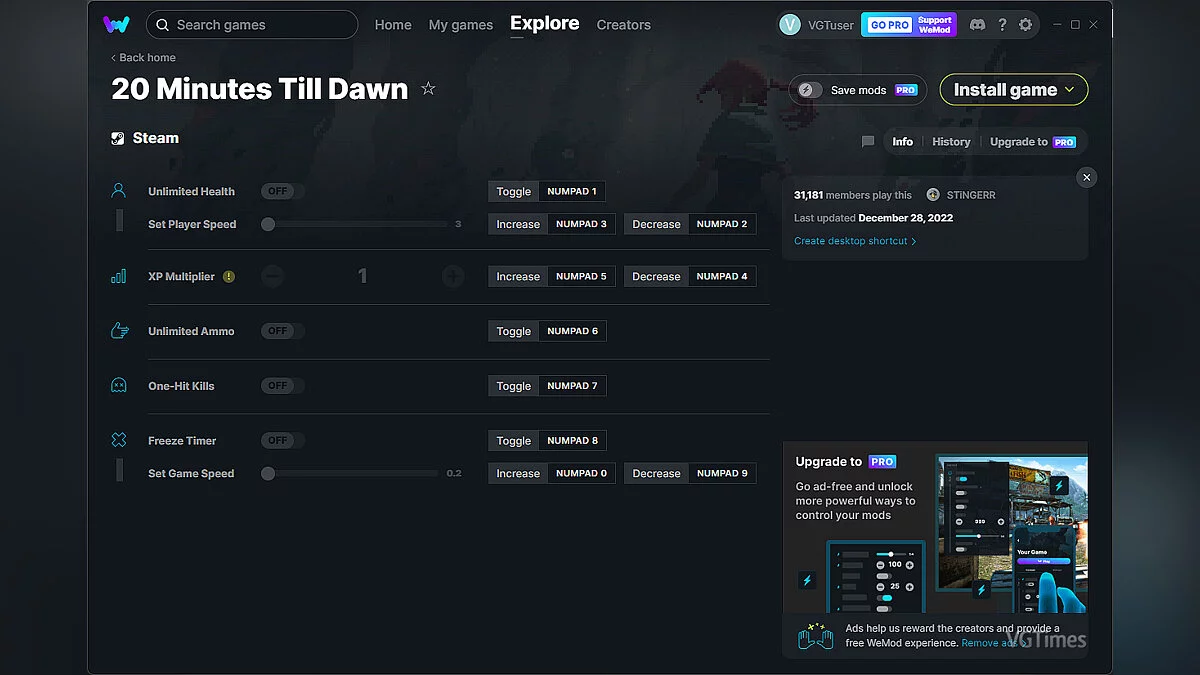 20 Minutes Till Dawn — Трейнер (+7) от 28.12.2022 [WeMod]