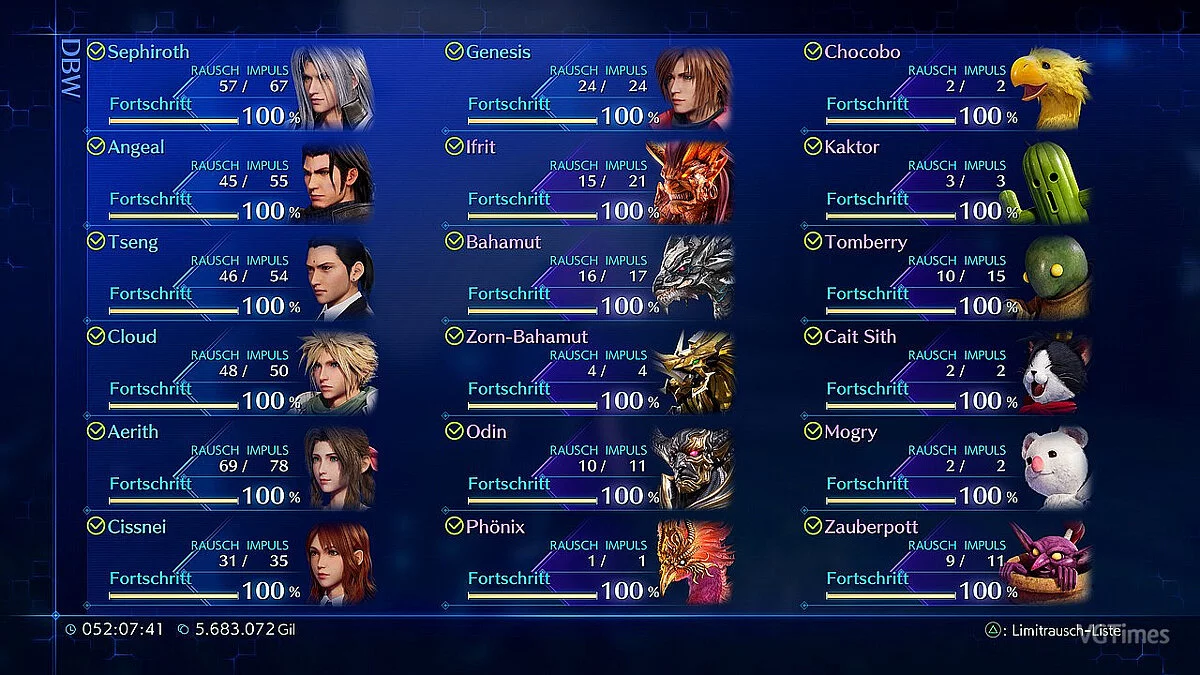Crisis Core: Final Fantasy VII Reunion — Пройдено на 100 процентов