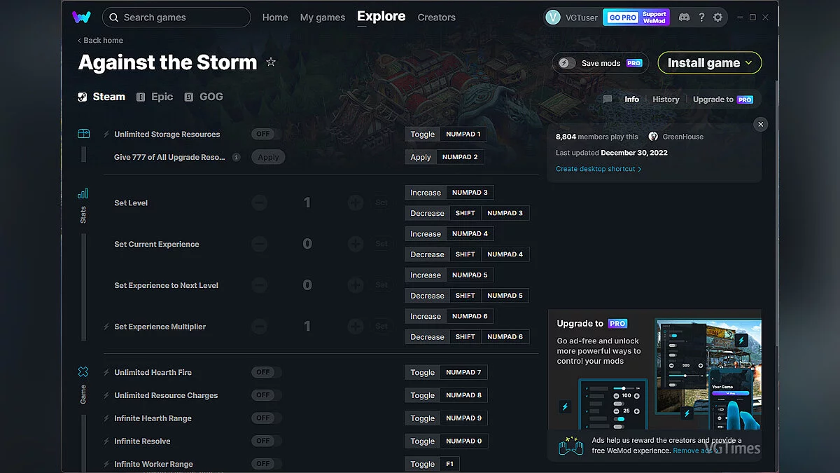 Against the Storm — Трейнер (+17) от 30.12.2022 [WeMod]