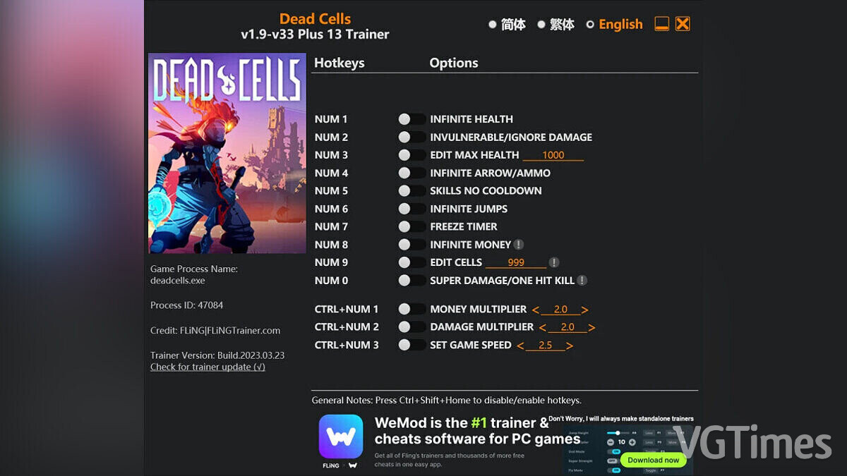 Dead Cells — Трейнер (+13) [1.9 - 33]