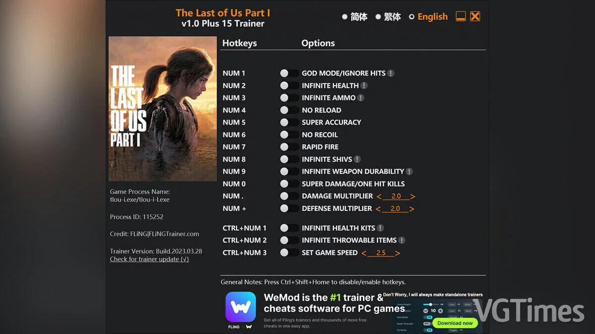 The Last of Us Part 1 — Трейнер (+15) [1.0]