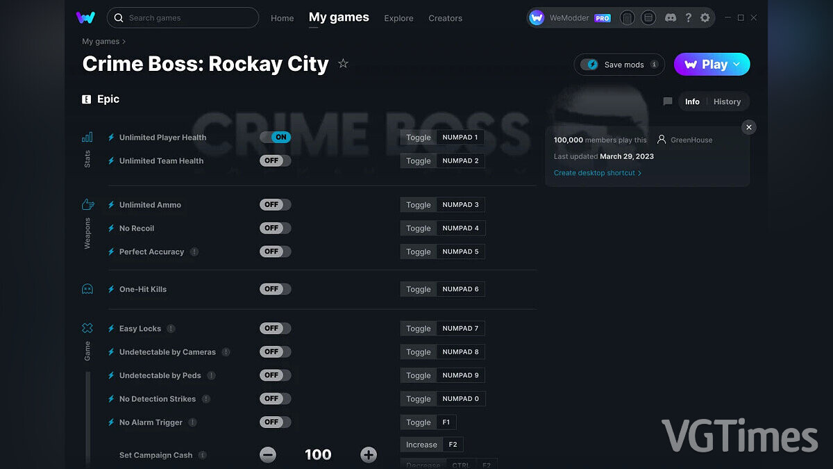 Crime Boss: Rockay City — Трейнер (+16) от 29.03.2023 [WeMod]