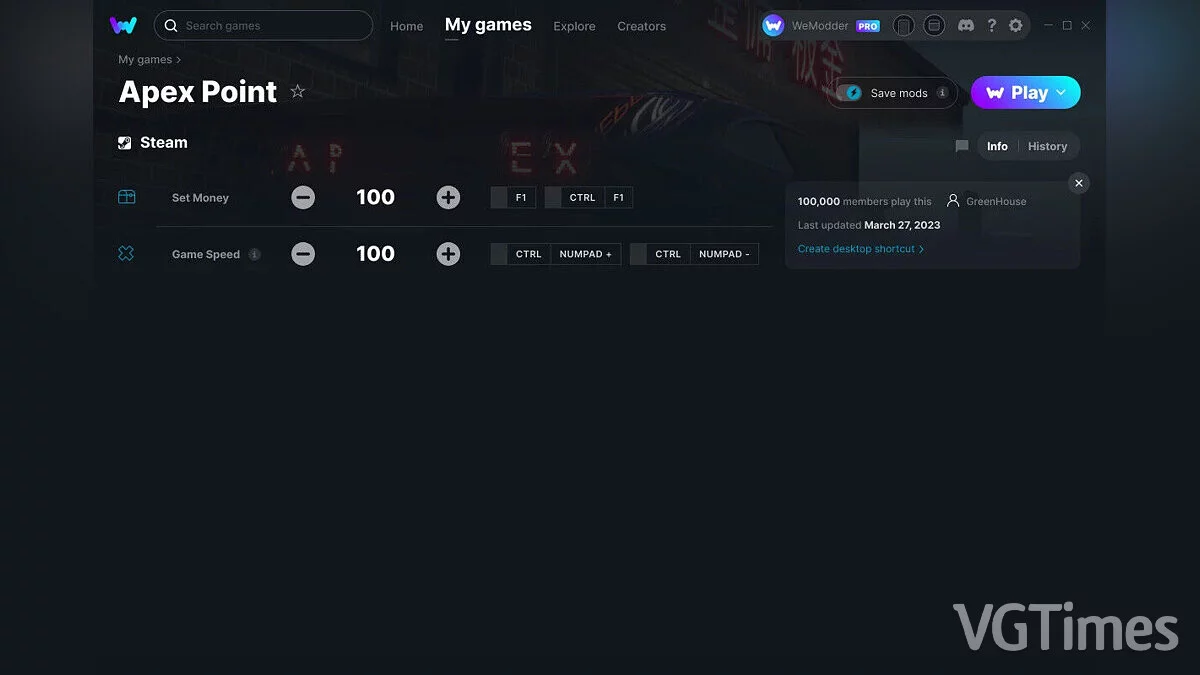Apex Point — Трейнер (+2) от 27.03.2023 [WeMod]