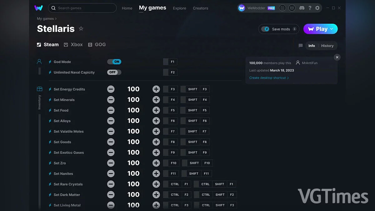 Stellaris — Трейнер (+22) от 18.03.2023 [WeMod]