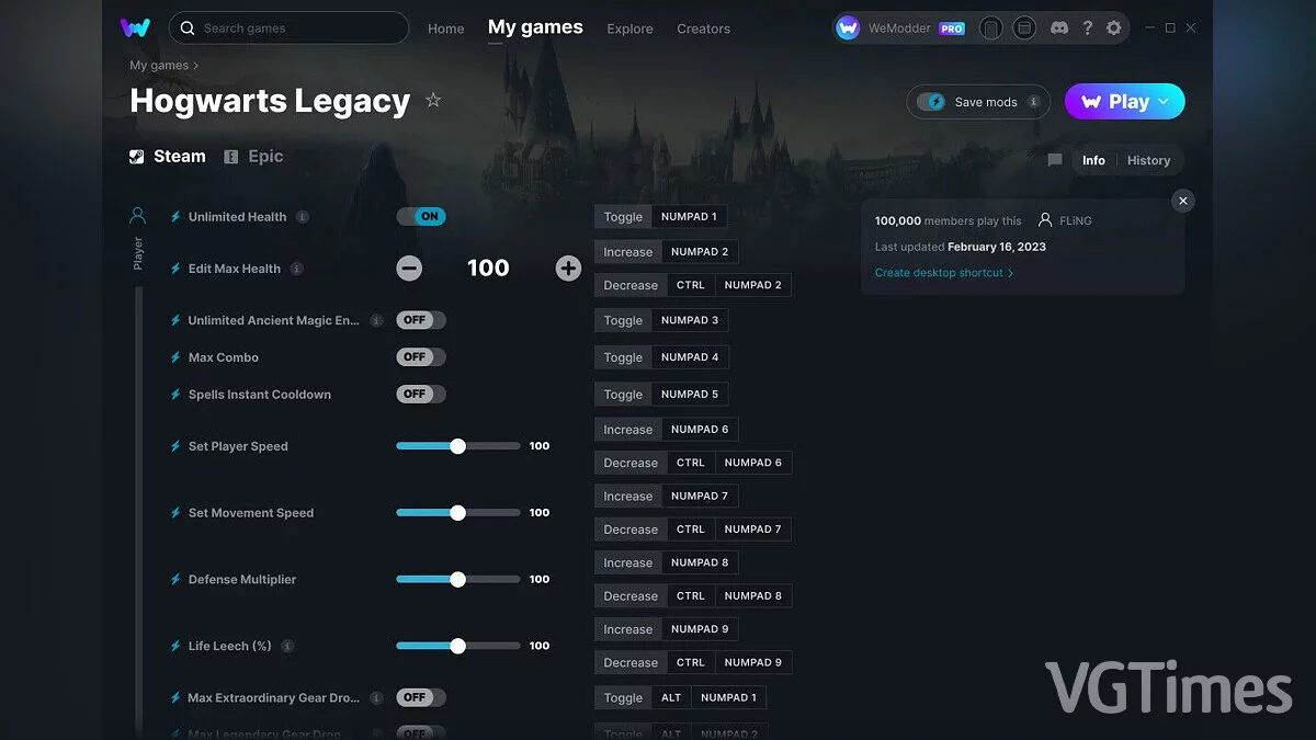 Трейнер (+32) от 16.02.2023 [WeMod]