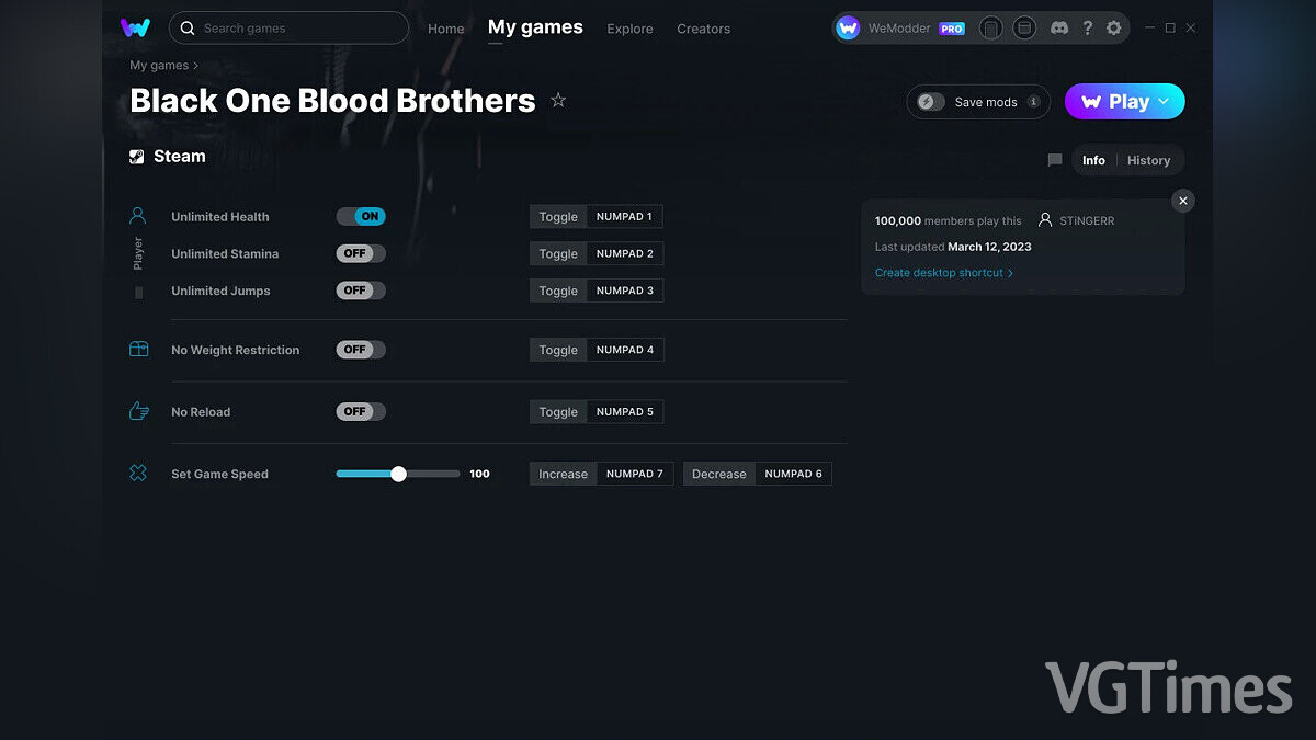 Black One Blood Brothers — Трейнер (+6) от 12.03.2023 [WeMod]